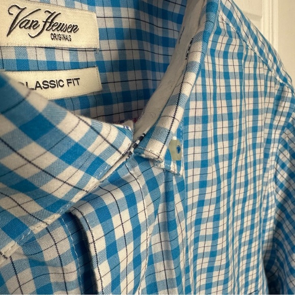 Van Heusen Originals Shirt Button-Down Blue & White Size Large - Picture 4 of 16